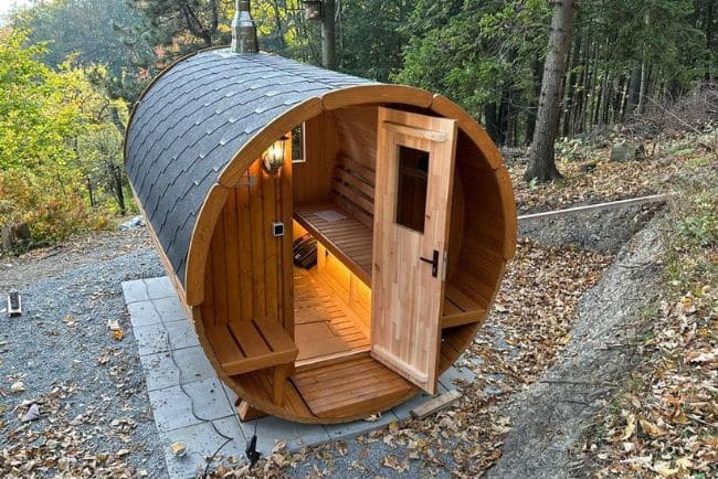 sauna tub in a beautiful location
